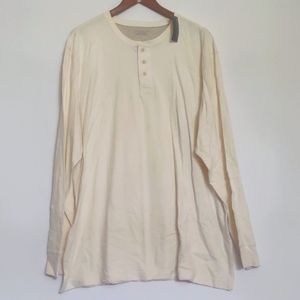 NWT Covington Long Sleeve Henley Egret Cream Size XL